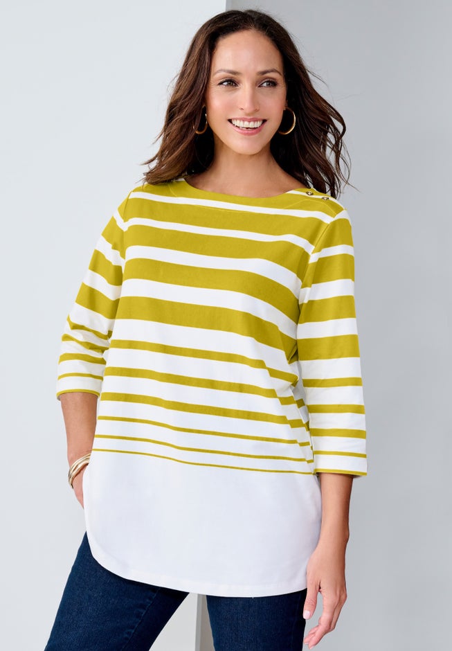 Stretch Cotton Boatneck Tunic image number 7