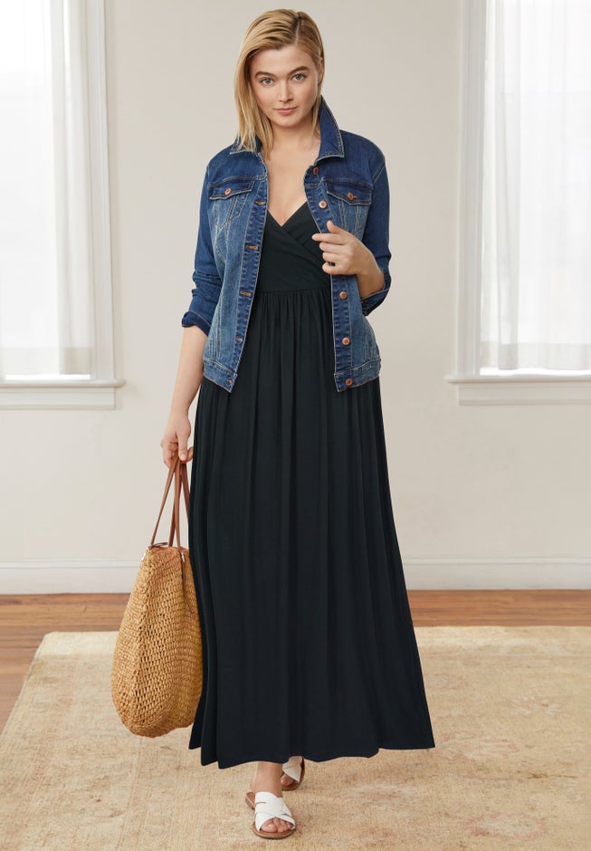 Stretch Knit Surplice Tank Maxi Dress image number 2