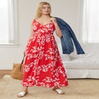 Stretch Knit Surplice Tank Maxi Dress image number null