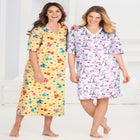 V-Neck Short Sleeve Knee-Length Cotton Sleepshirt image number null