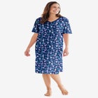 V-Neck Short Sleeve Knee-Length Cotton Sleepshirt image number 0