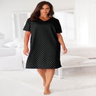 V-Neck Short Sleeve Knee-Length Cotton Sleepshirt image number null