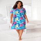 V-Neck Short Sleeve Knee-Length Cotton Sleepshirt image number null