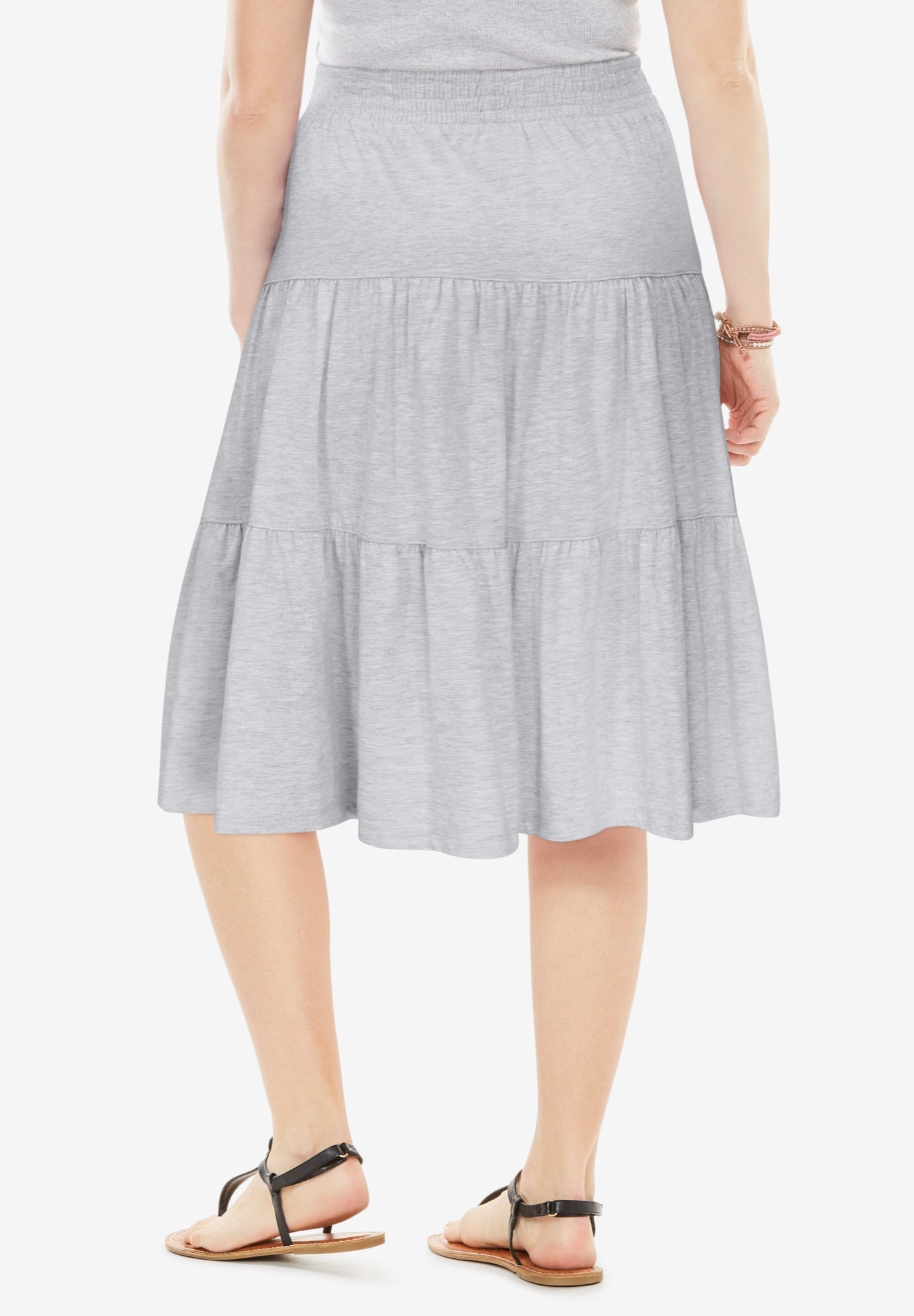 Elastic-Waist Knit Tiered Skirt image number 1