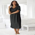 V-Neck Short Sleeve Midi Cotton Sleep Shirt image number 0