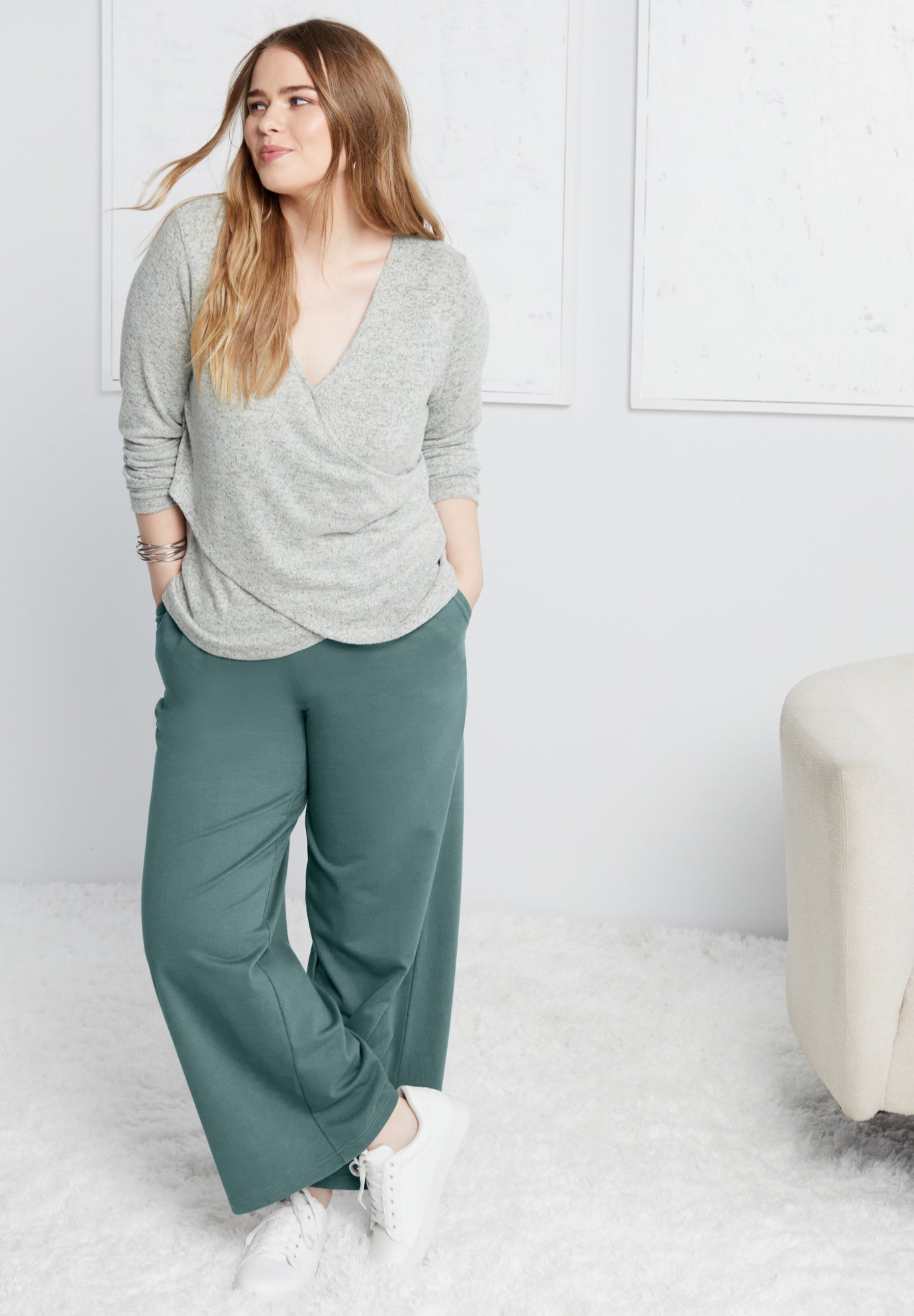 French Terry Wide-Leg Pant image number 4