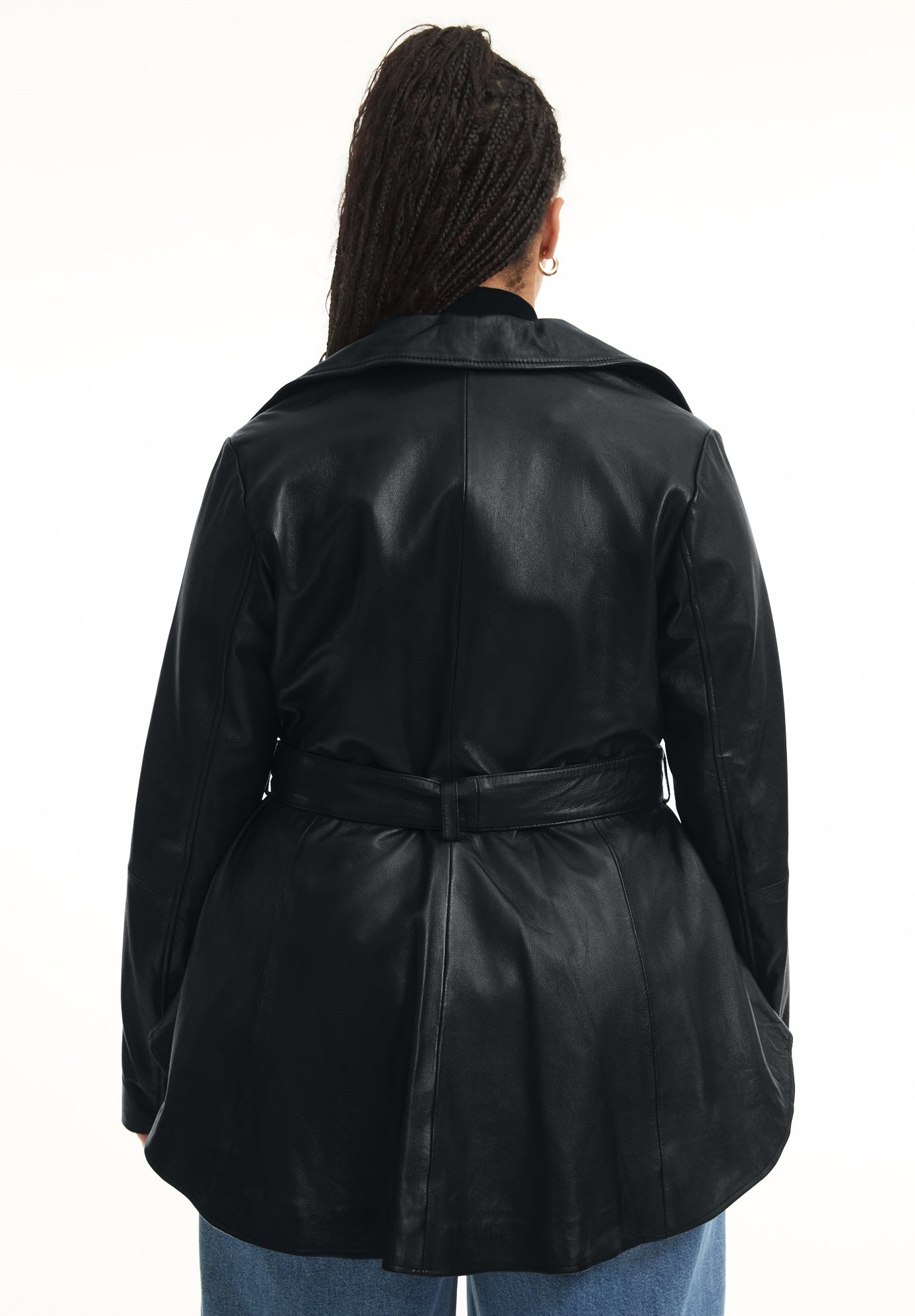 High-Low Peplum Leather Jacket image number 1