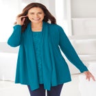 2-Fer Cardigan & Attached Lace Tunic image number null