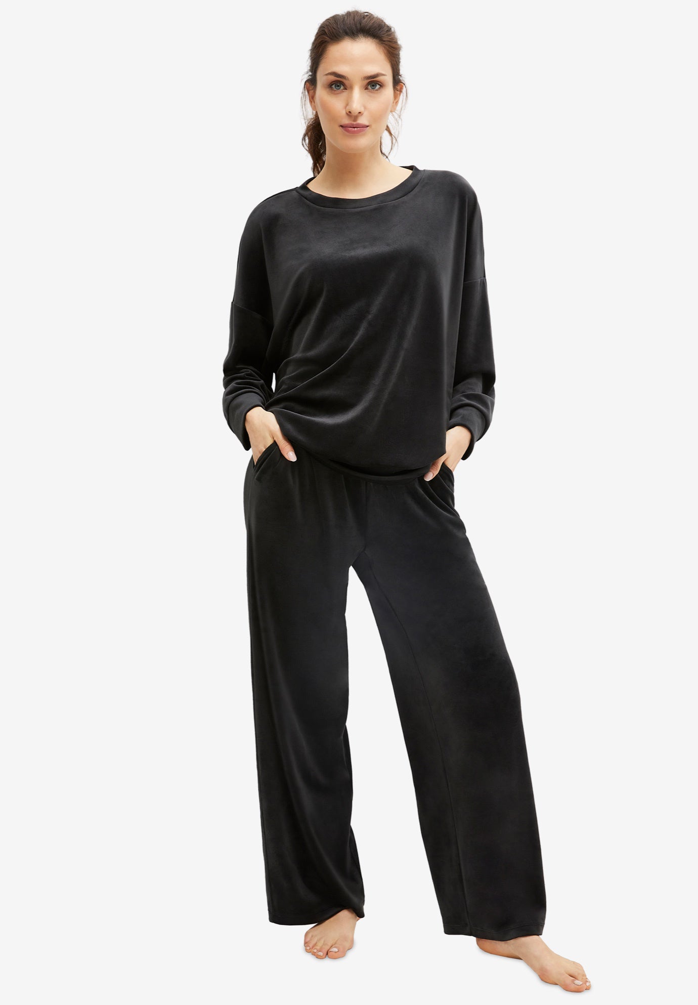 Wide Leg Velour Lounge Pants image number 0