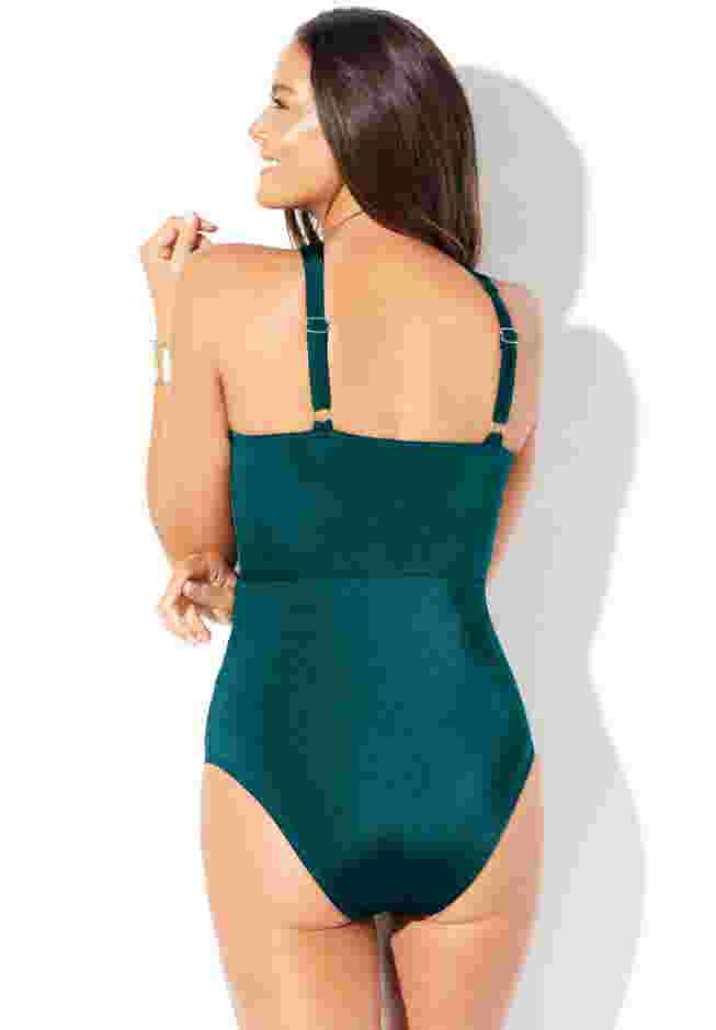 High Neck Wrap Shimmer One Piece Swimsuit image number 1