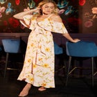 Cold-Shoulder Faux-Wrap Maxi Dress image number null