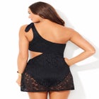 One Shoulder Tie Lace Swimdress image number null
