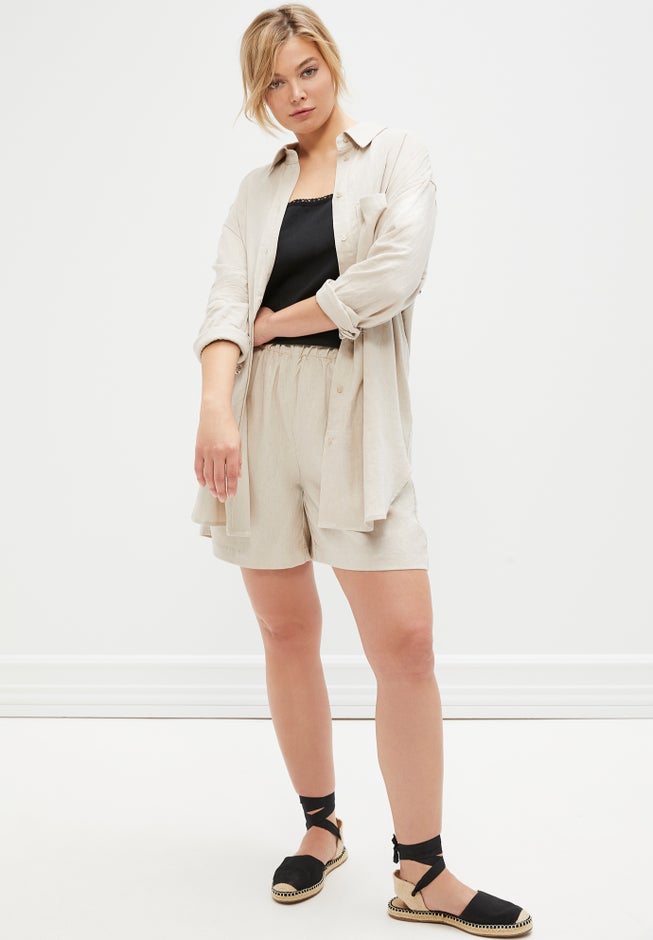 Linen-Blend Pull-On Elastic Waist Shorts image number 2