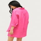 Oversized Linen-Blend Boyfriend Shirt image number null