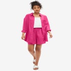 Oversized Linen-Blend Boyfriend Shirt image number null