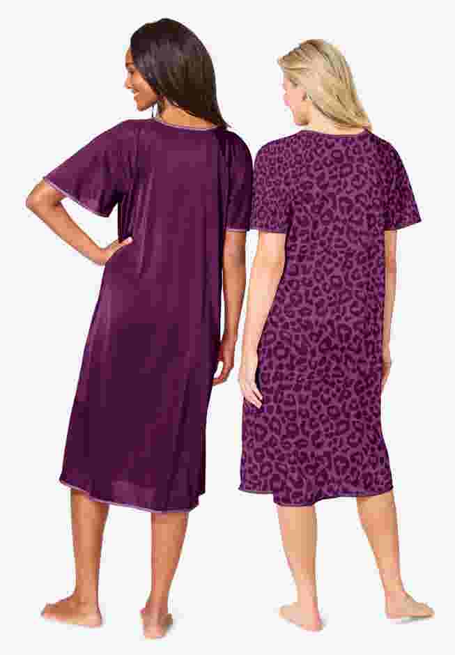 2-Pack Short Silky Gown image number 1