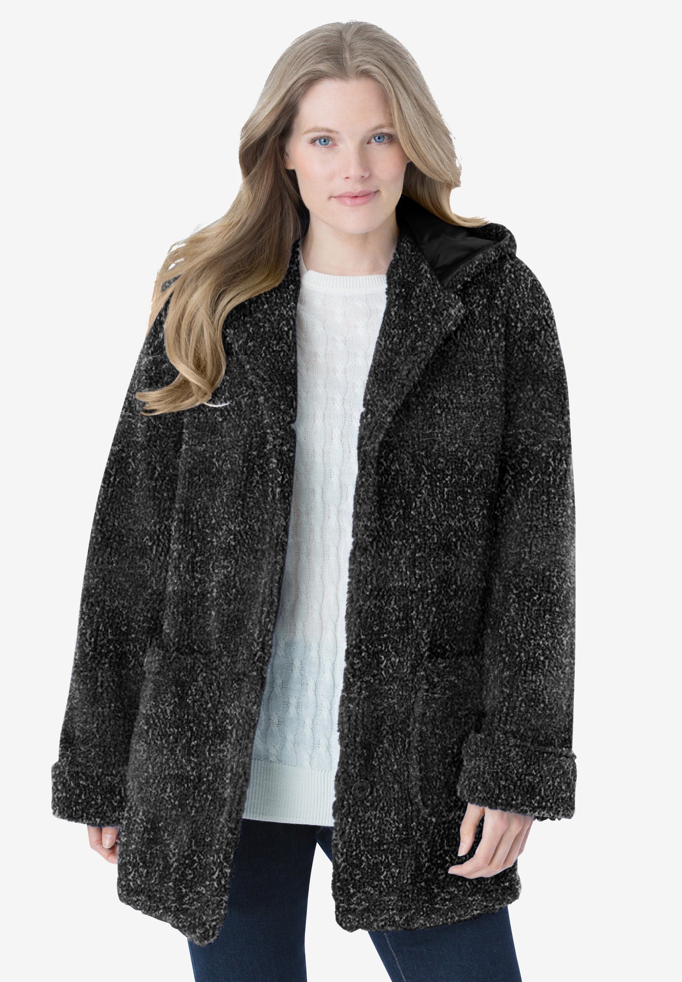 Short Hooded Berber Fleece Jacket image number 0