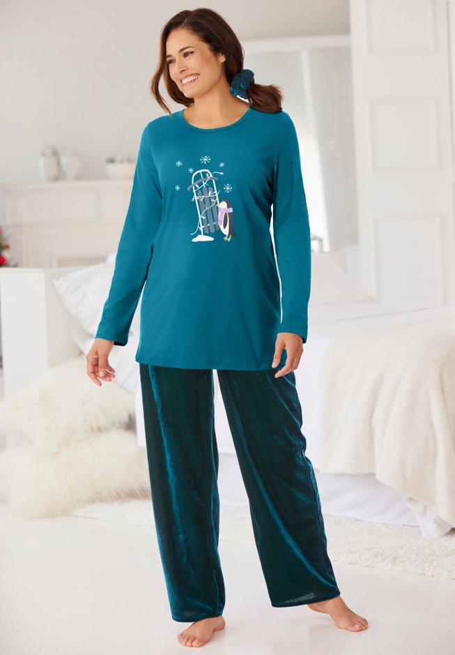 Pajama Set with FREE Velour Scrunchie image number 6