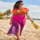 Twist Front Mesh Cut-Out Cover Up Dress image number null