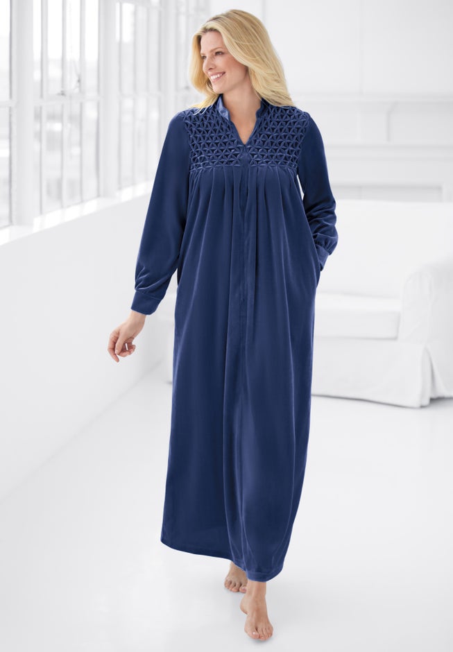 Smocked Velour Long Robe image number 6