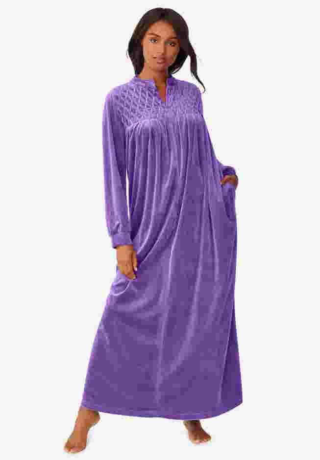 Smocked Velour Long Robe image number 0