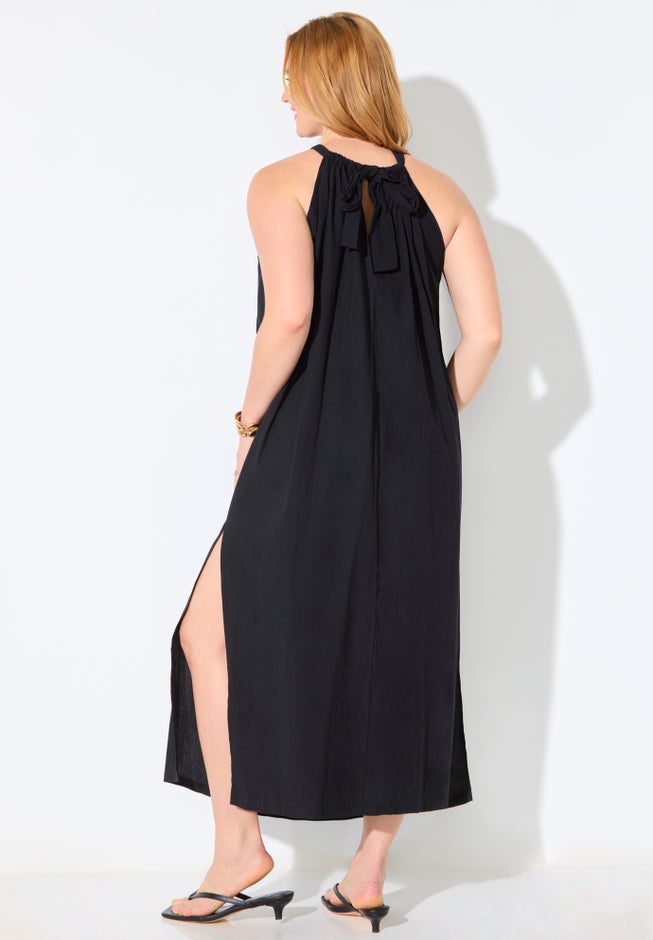 Cotton High Neck Maxi Dress Cover Up image number 1