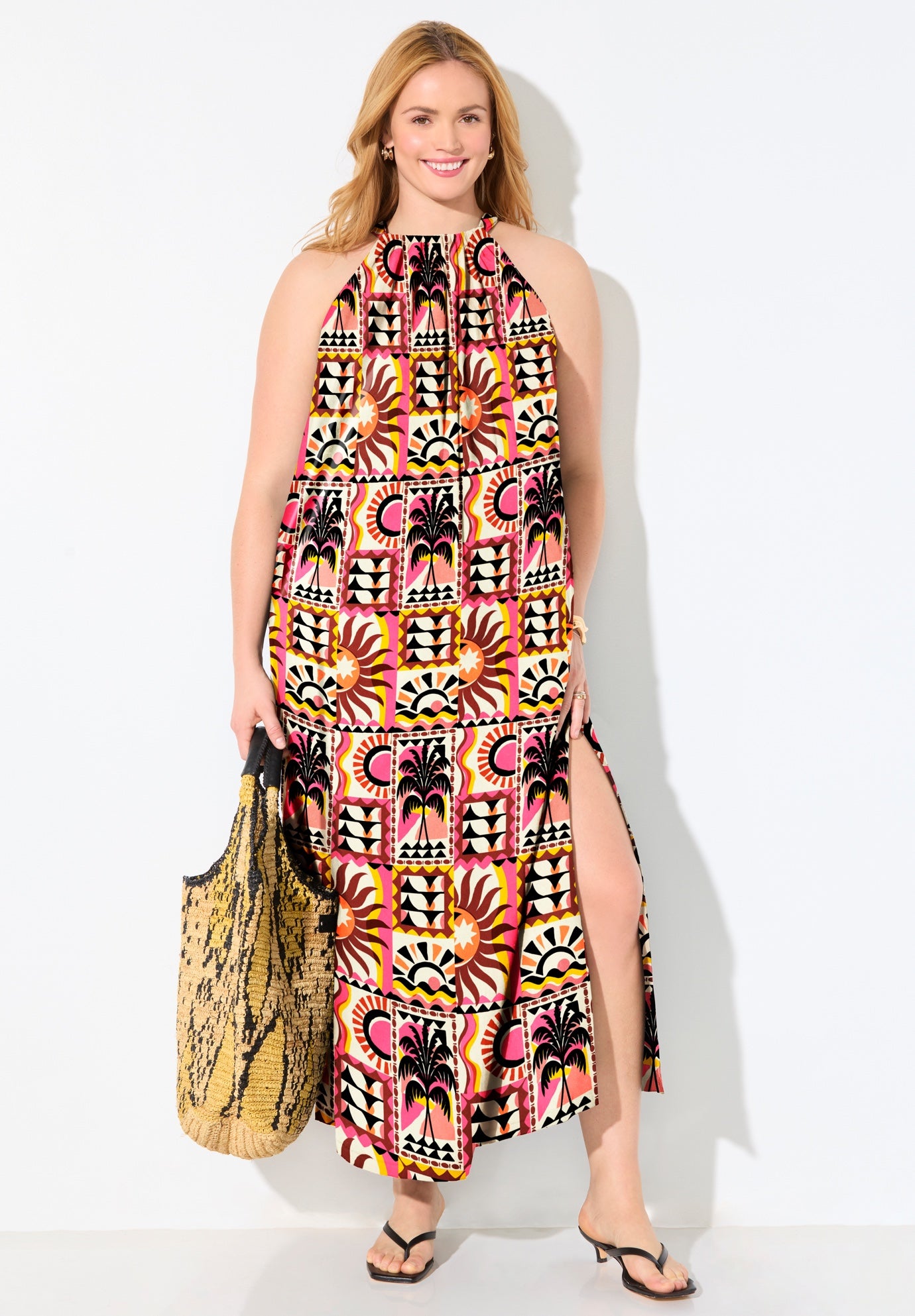 Cotton High Neck Maxi Dress Cover Up image number 0