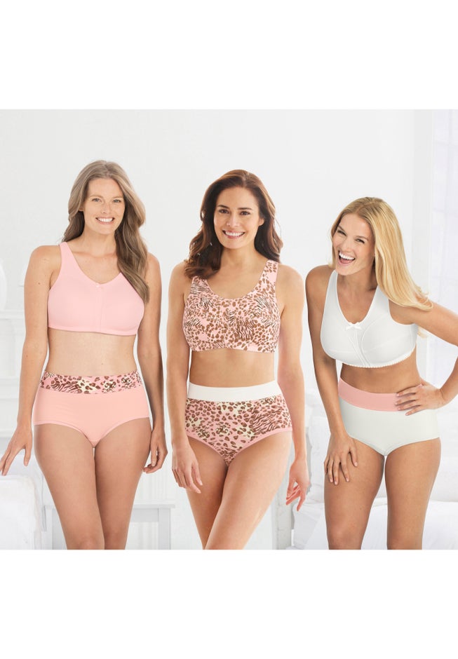 3-Pack Wireless Light Support Cotton Bra image number 1