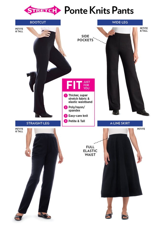 Stretch Ponte Knit Pull-On Wide-Leg Pants image number 3