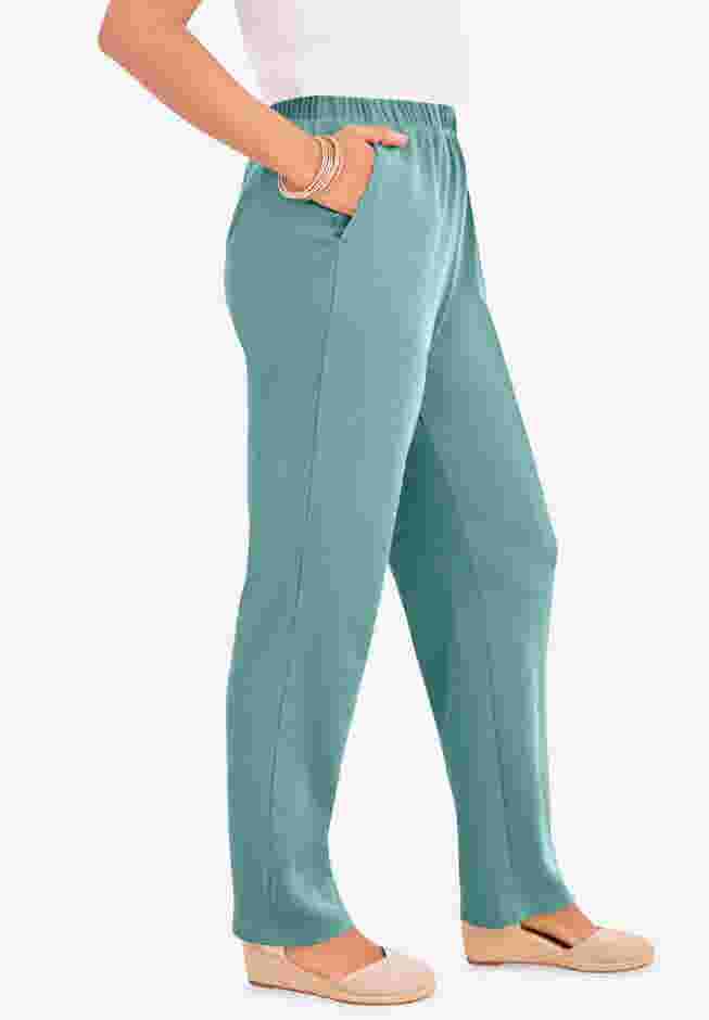 Plus Size Straight Leg Soft Knit Pull On Pant image number 3