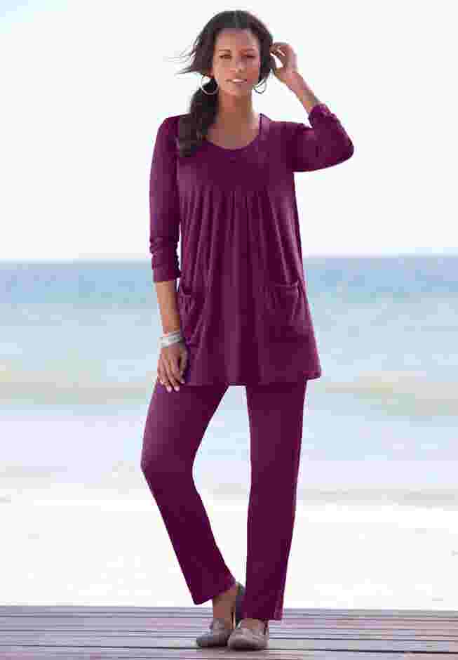 Plus Size Straight Leg Soft Knit Pull On Pant image number 5