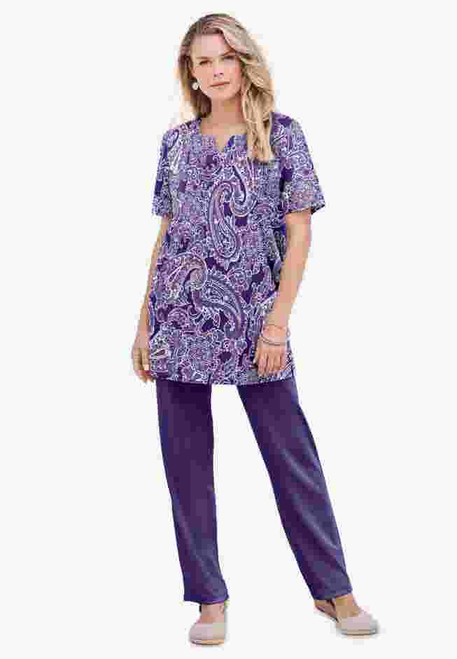 Plus Size Straight Leg Soft Knit Pull On Pant image number 6