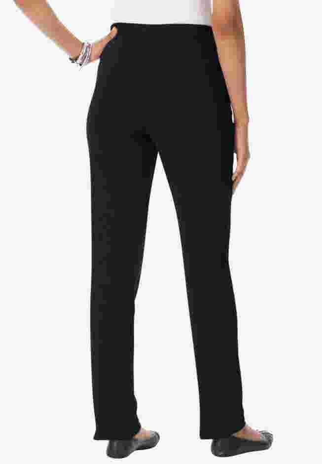 Plus Size Straight Leg Soft Knit Pull On Pant image number 1