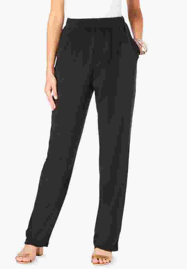 Plus Size Straight Leg Soft Knit Pull On Pant image number 0