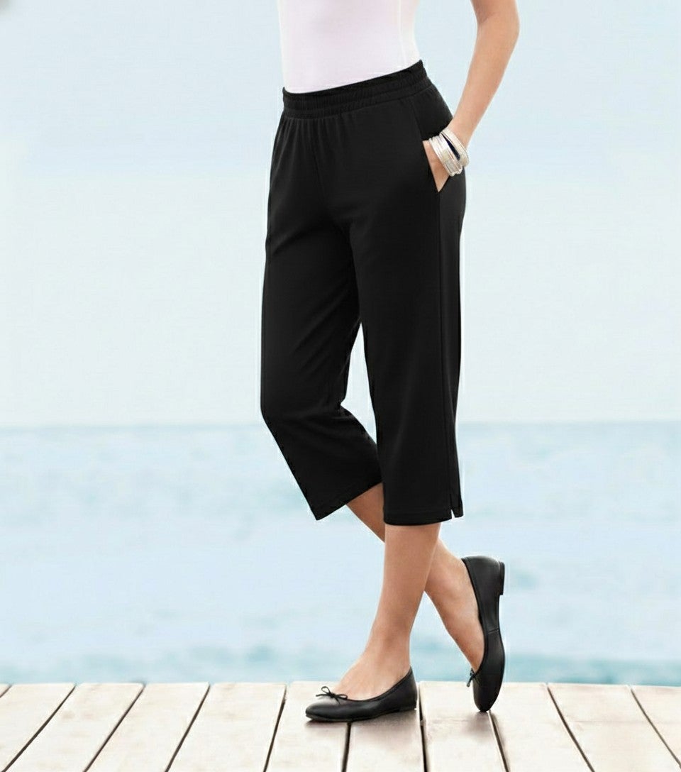 Plus Size Soft Knit Pull-On Capri Pant image number 0