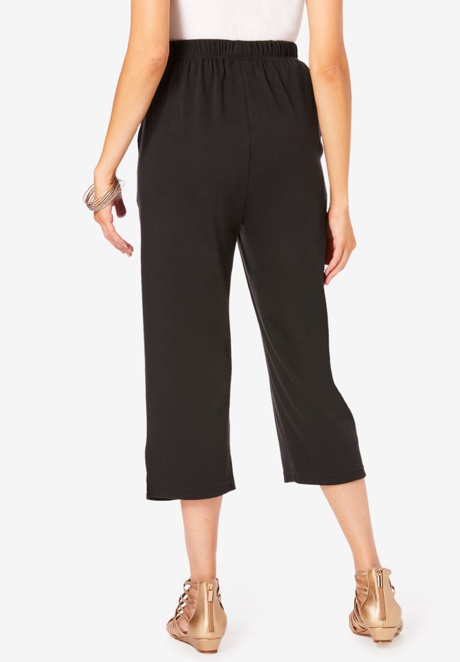 Plus Size Soft Knit Pull-On Capri Pant image number 2