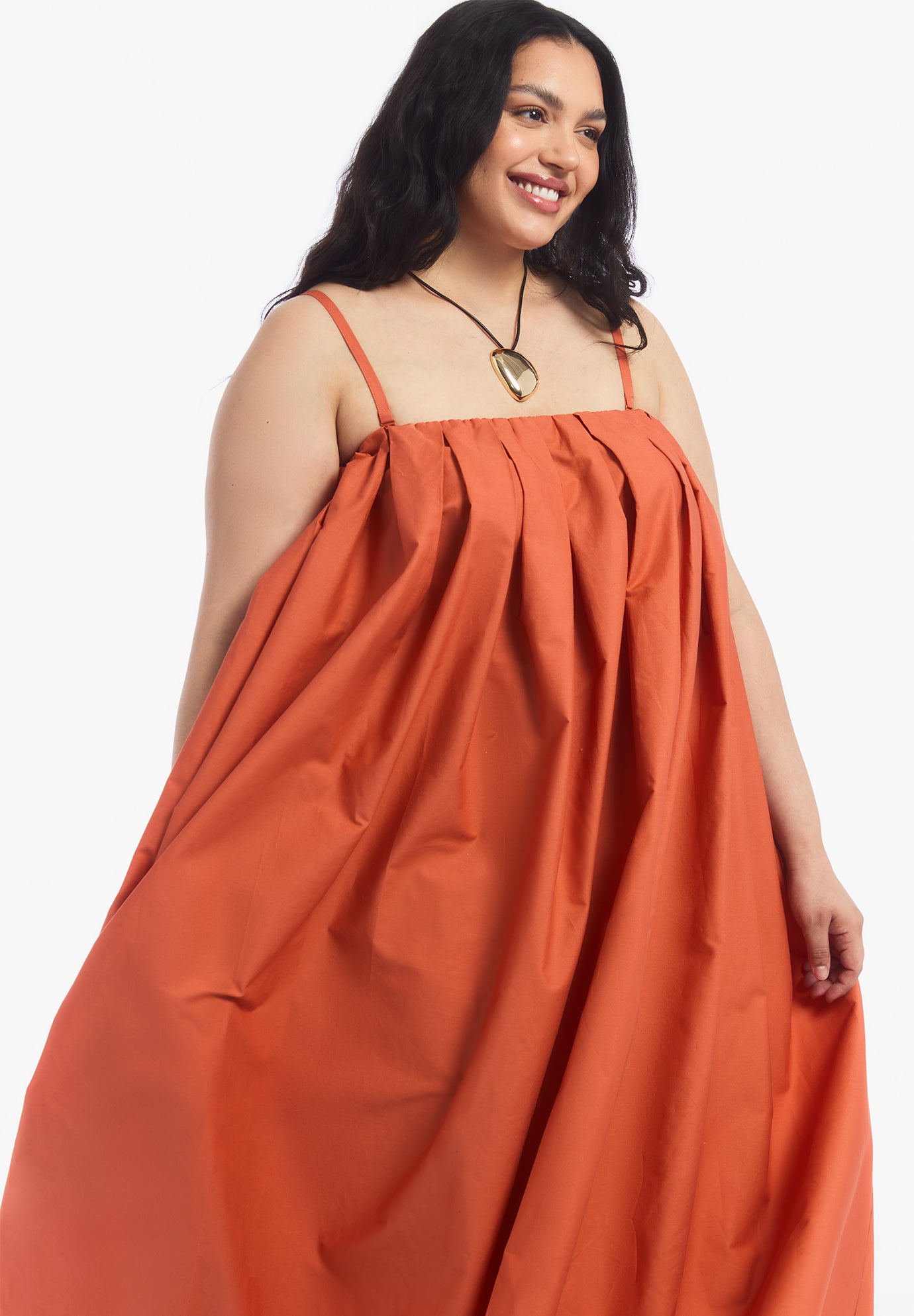 Pleated Poplin Maxi Dress image number 3