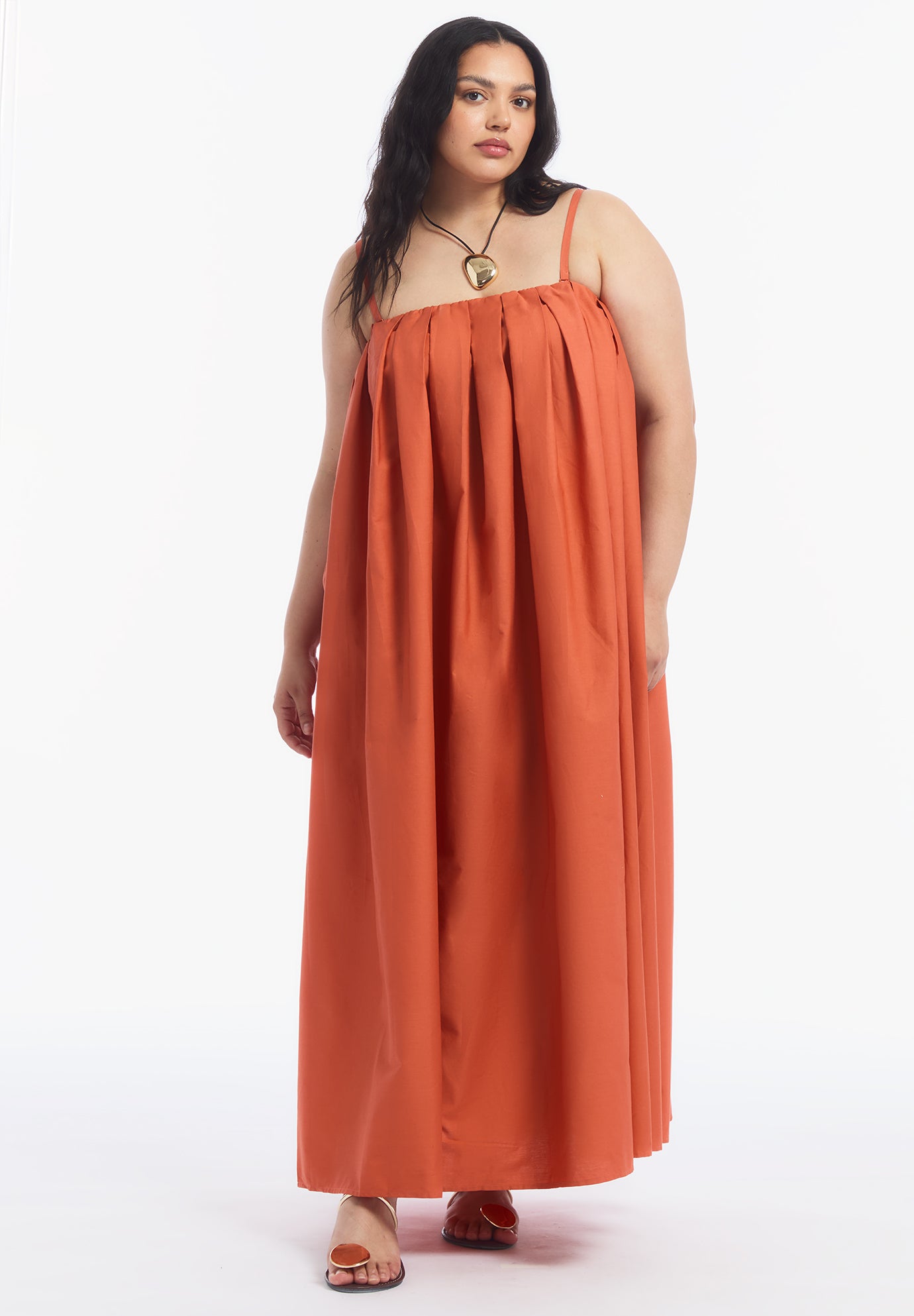Pleated Poplin Maxi Dress image number 0
