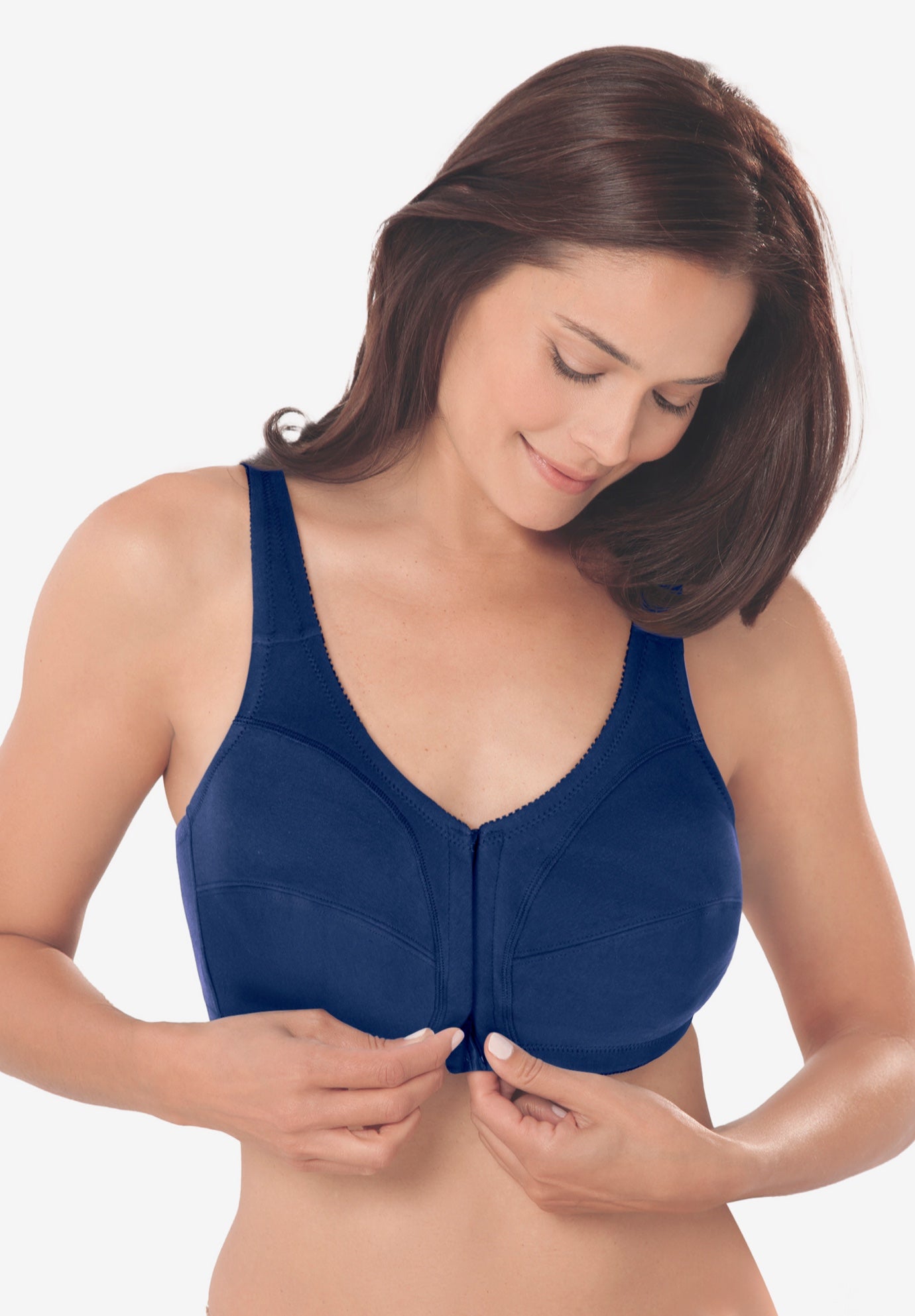 Cotton Front-Close Wireless Bra image number 8