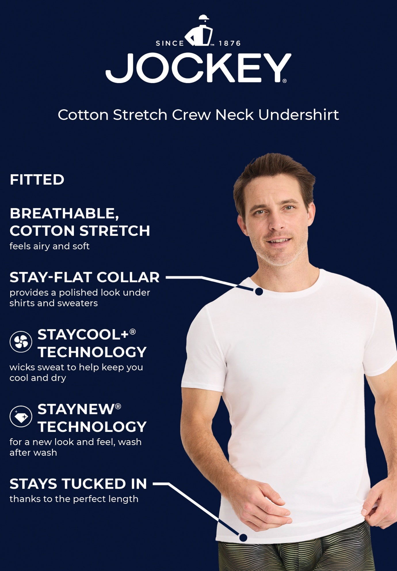 Jockey Big Man Cotton Stretch Crew Neck Undershirt - Pack of 2 image number 4