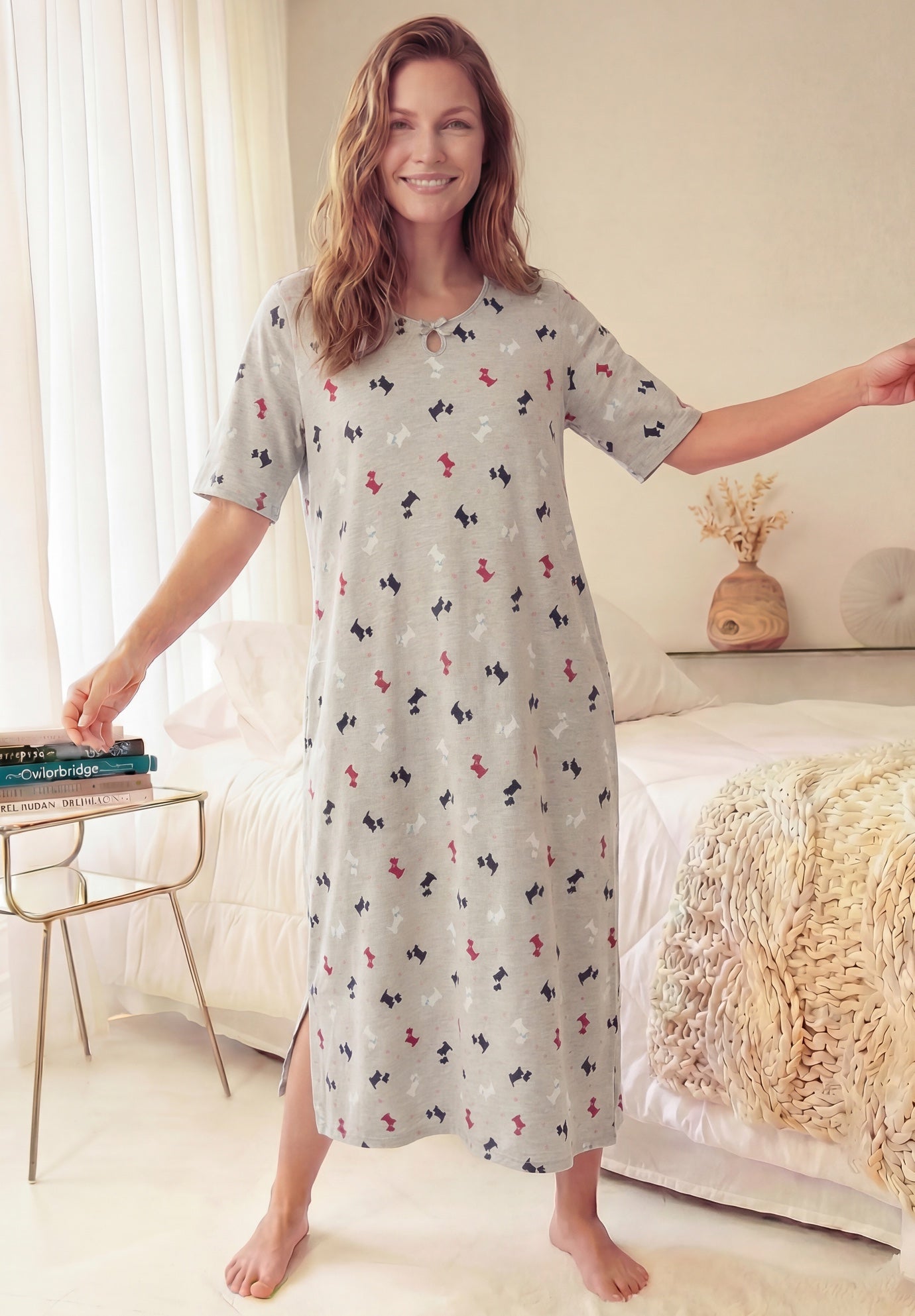 Serenada Keyhole Knit Sleepshirt image number 3