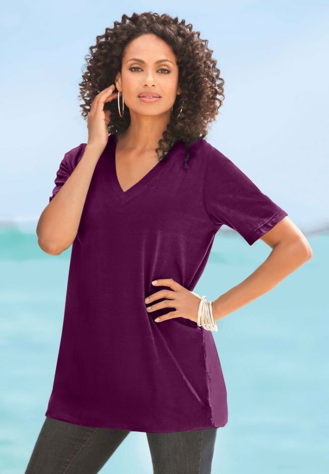 Plus Size Cotton Ultimate V-Neck Tee image number 5