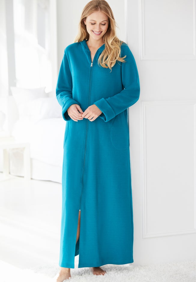 Long Hooded Fleece Sweatshirt Robe image number 4