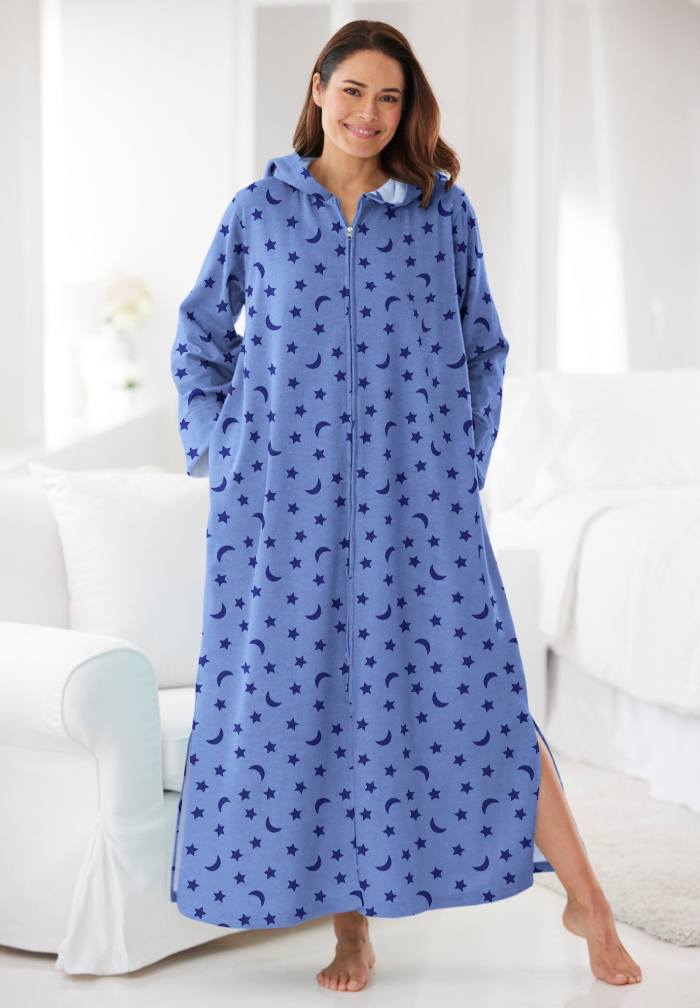 Long Hooded Fleece Sweatshirt Robe image number 0