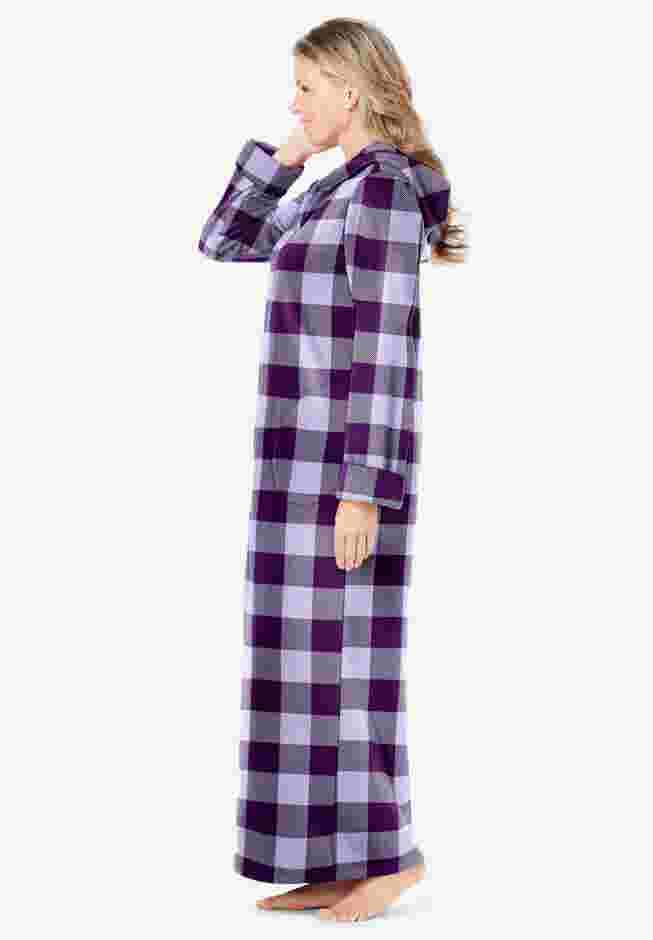 Long Hooded Fleece Sweatshirt Robe image number 2