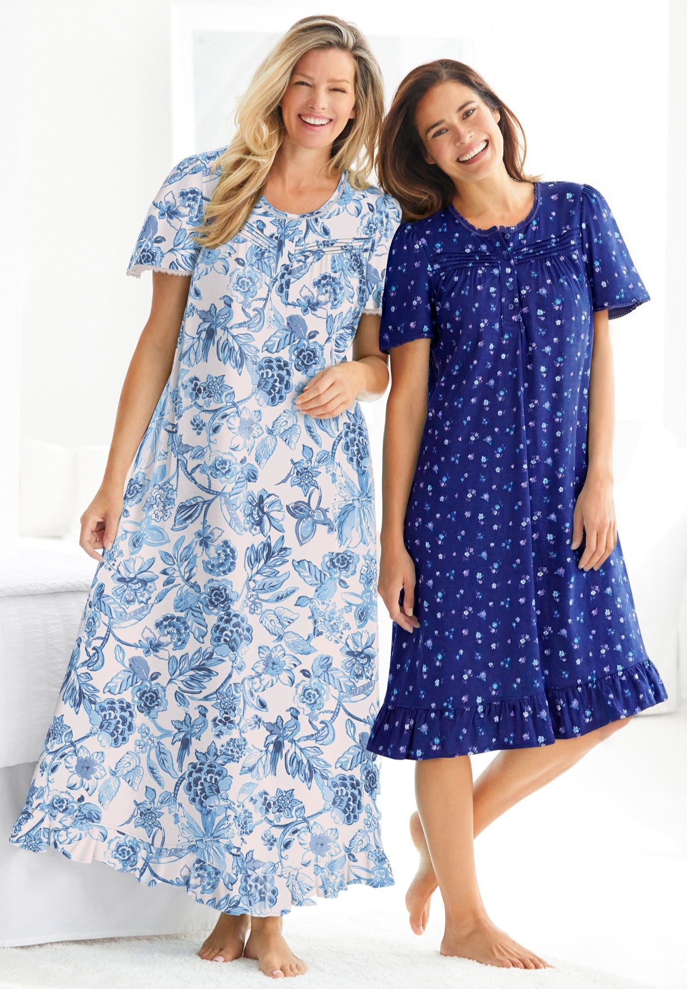 Short Floral Print Cotton Gown image number 4