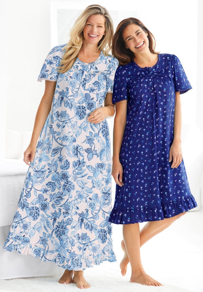 Short Floral Print Cotton Gown image number 4