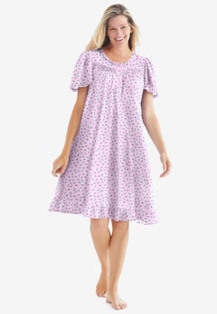 Short Floral Print Cotton Gown