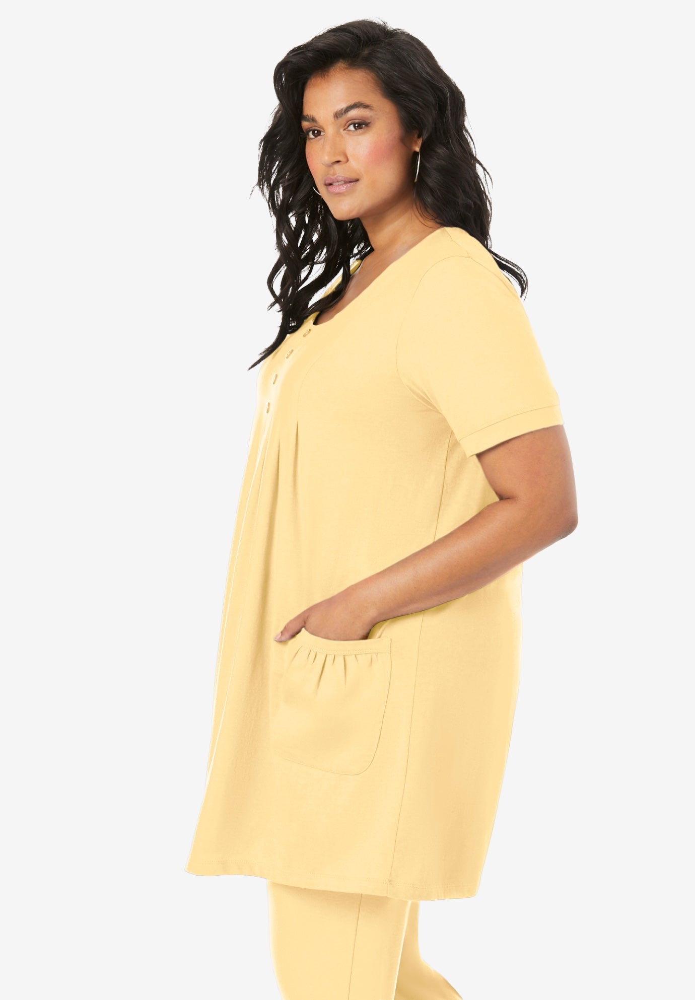 Plus Size Two Pocket Soft Knit Swing Tunic image number 3