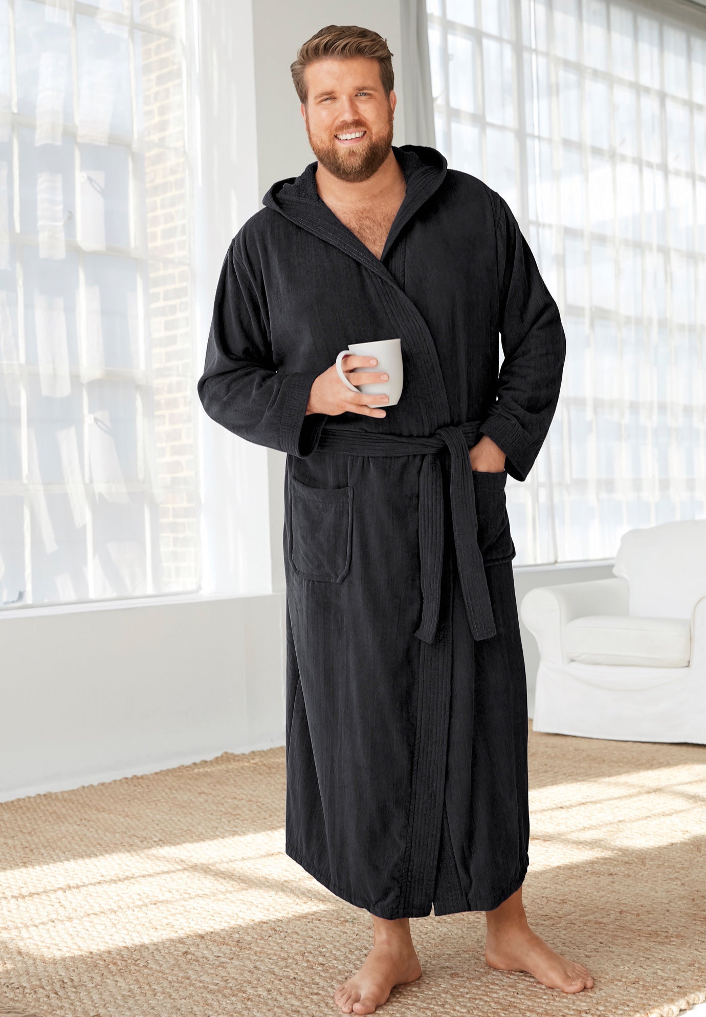 Terry Velour Hooded Maxi Robe image number 0